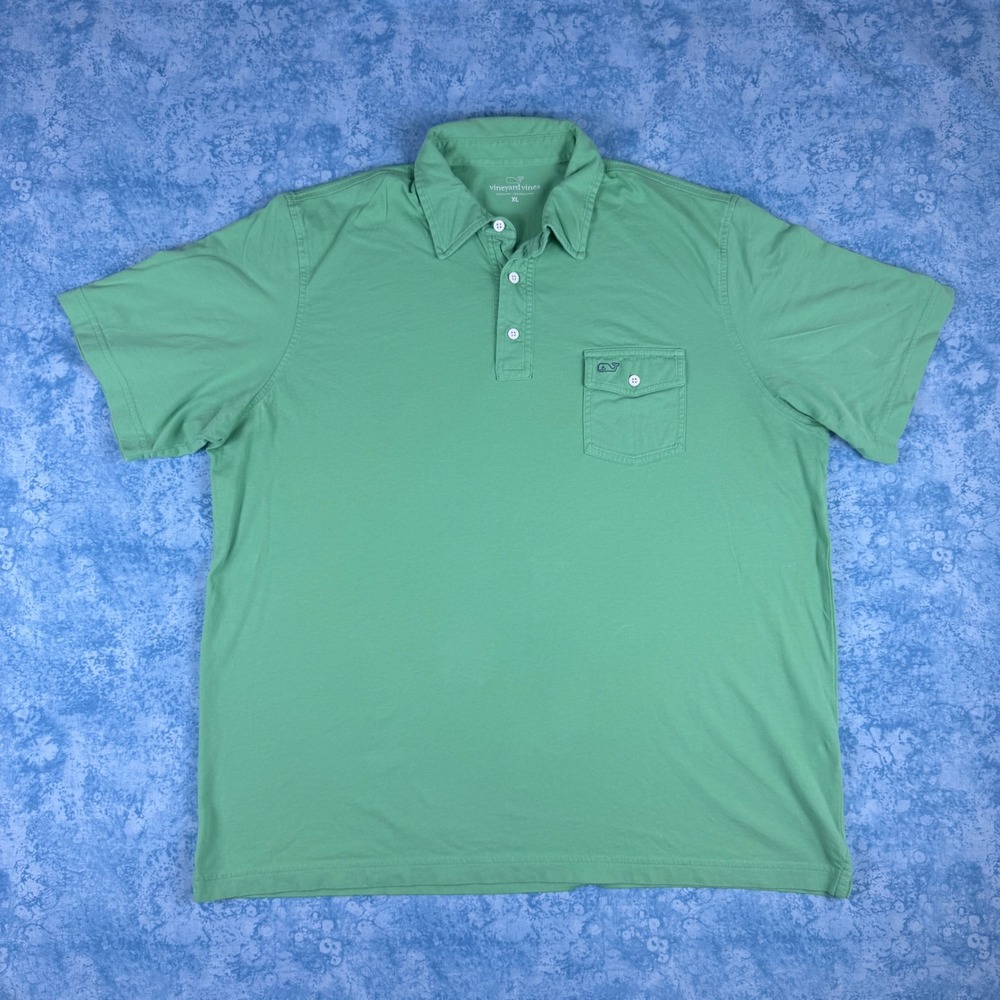 Vineyard Vines Mens XL Green Pima Cotton Short Sleeve Pocket Polo Shirt